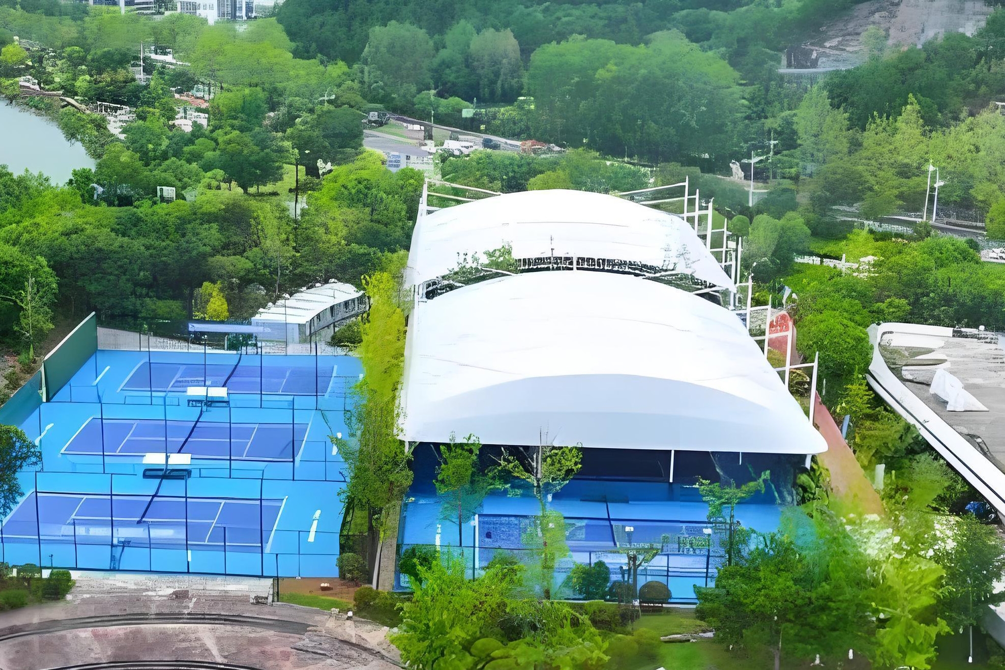 千岛湖中等职业学校网球场膜结构 千岛湖中等职业学校网球场膜结构